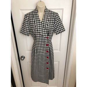 Retro 1940s Black & White Checkered Dress